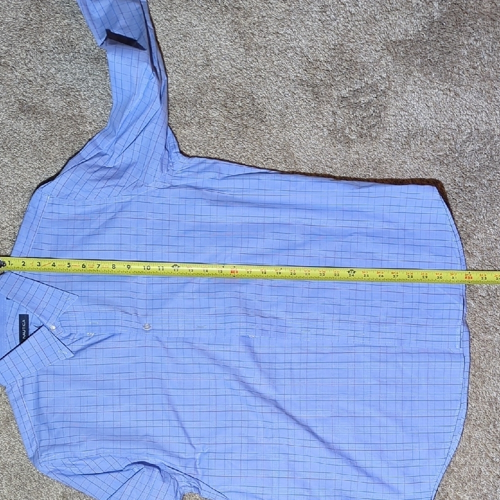 Nautica Light Blue Plaid Button Down Shirt - Picture 7 of 8